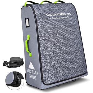 image:imageRAYMACE Padded Stroller Travel Bag for Airplane with WheelsGrey